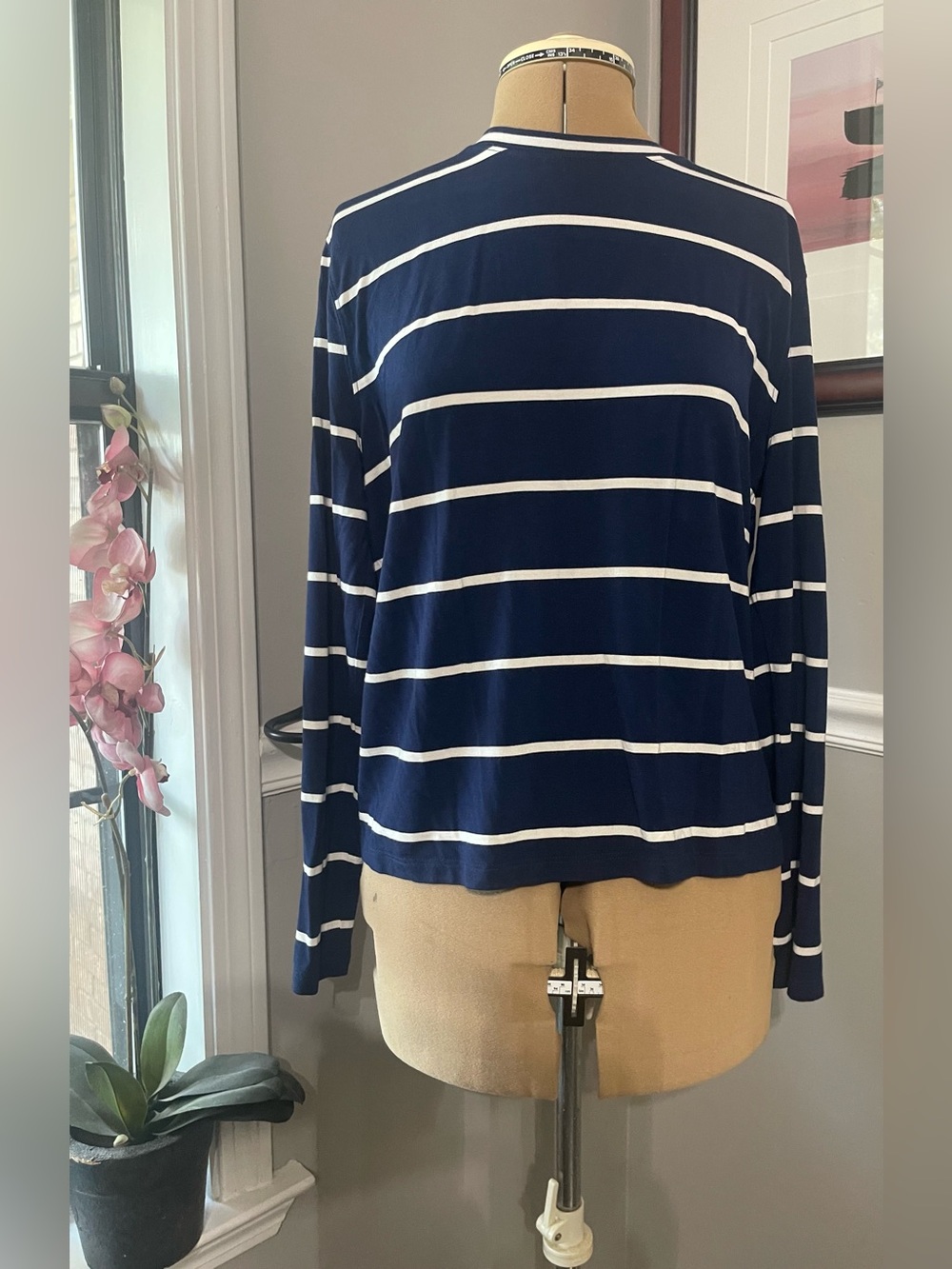 LOFT Lou & Grey Navy and White Striped Long-Sleeve Tee